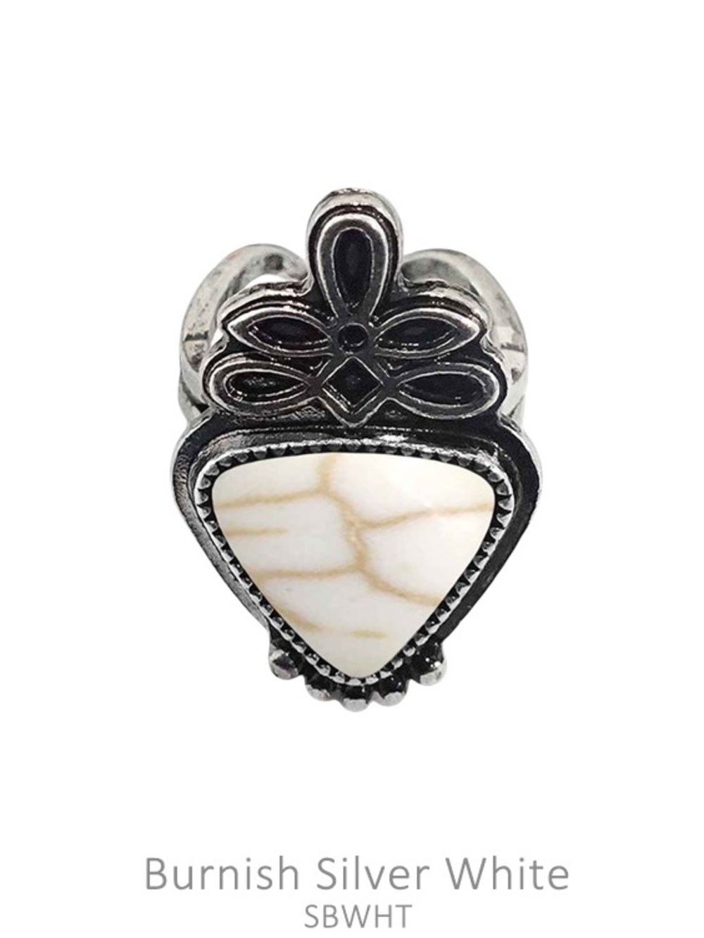 Western Fashion White and Silver Ring- New